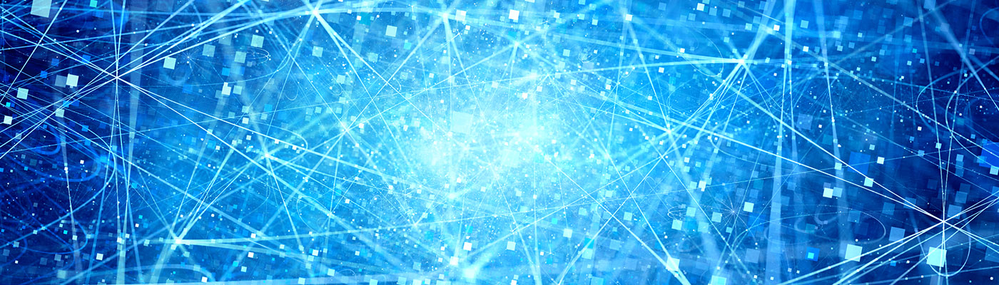 Blue glowing connections in space with particles, big data, computer generated abstract background